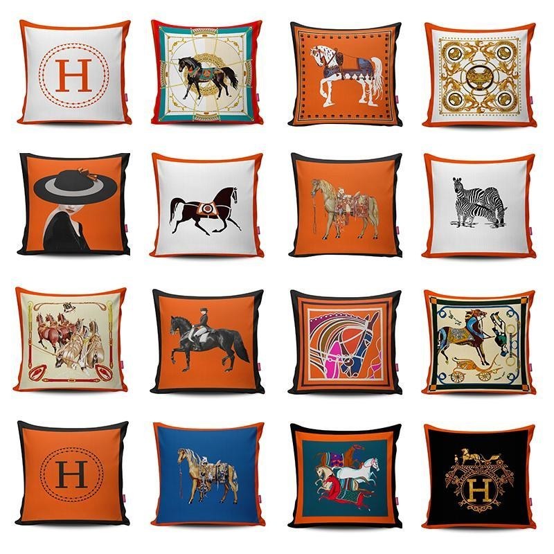 Hermes ปลอกหมอนอิง หรูหรา สไตล์นอร์ดิก อเมริกัน สีส้ม สีเหลือง สําหรับตกแต่งบ้าน ห้องนั่งเล่น ห้องนอน โซฟา