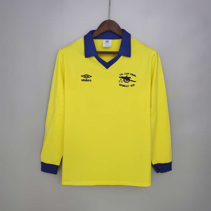 เสื้อกีฬาแขนยาว ลายทีมชาติฟุตบอล Arsenal 71/79 สีเหลือง ไซซ์ S-XXL