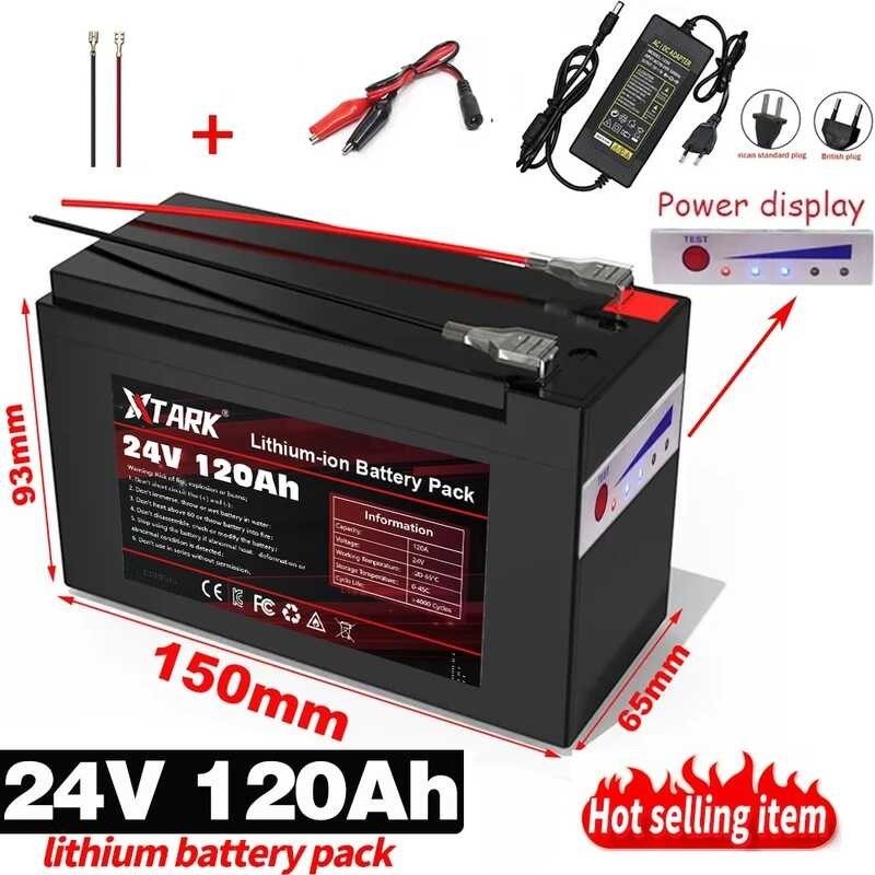 แบตเตอรี่100ah 50Ah แบบชาร์จได้ Baterai Litium 18650 24V สำหรับกล้องวงจรปิดรถเข็นเด็กเครื่องพ่นไฟฟ้า + ที่ชาร์จ