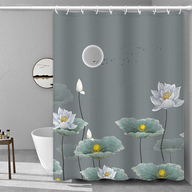 Floral Fabric Shower Curtain Set With 12 Hooks Watercolor Bath Curtain Modern Bathroom Decorative ro