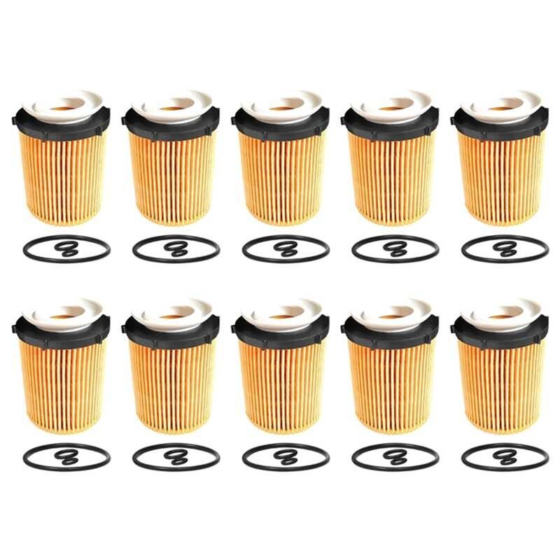 10 Piece Engine Oil Filter Elements A2701800109 2701800009 Yellow Abs+Filter Paper For E-Class W212 