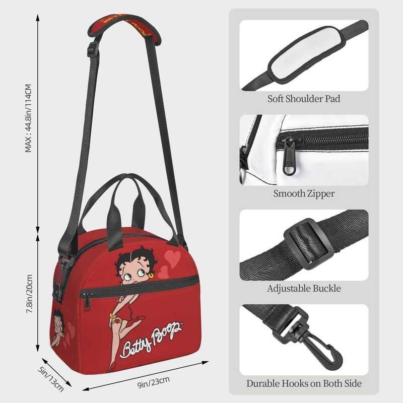 ❤ Betty Boop Portable Shoulder Tote Insulated Reusable Lunch Bag