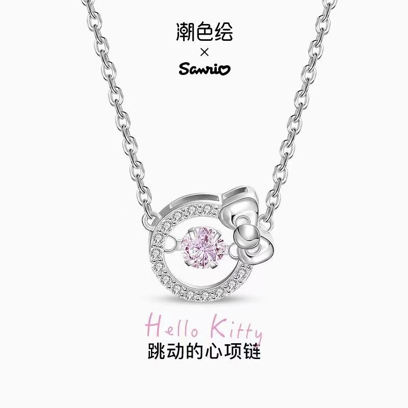 [ของแท้] Zgo Sanrio HelloKitty สร้อยคอเงินสเตอร์ลิง จี้รูปหัวใจ เครื่องประดับหรูหรา ของขวัญวันเกิด