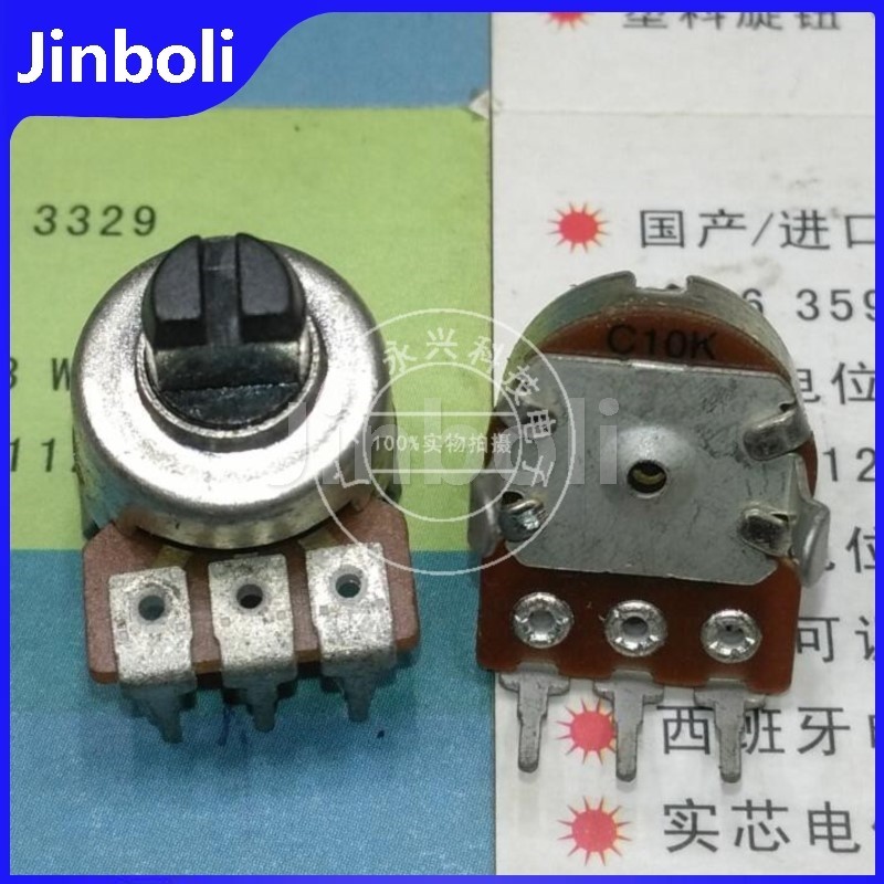 5PCS 121 ประเภทเดี่ยว Potentiometer C10K 10K โอห์มเครื่องขยายเสียงปริมาณ Potentiometer 3 ขาครึ่งเพลา