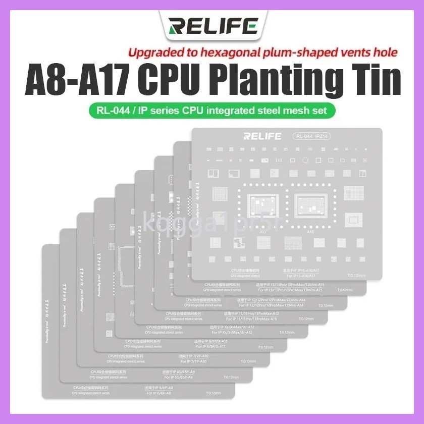 RELIFE A8 ~ A15/A16/A17 CPU BGA Reballing Stencil Kit สำหรับ iPhone 6G ~ 15 pro Max เมนบอร์ดชิป IC