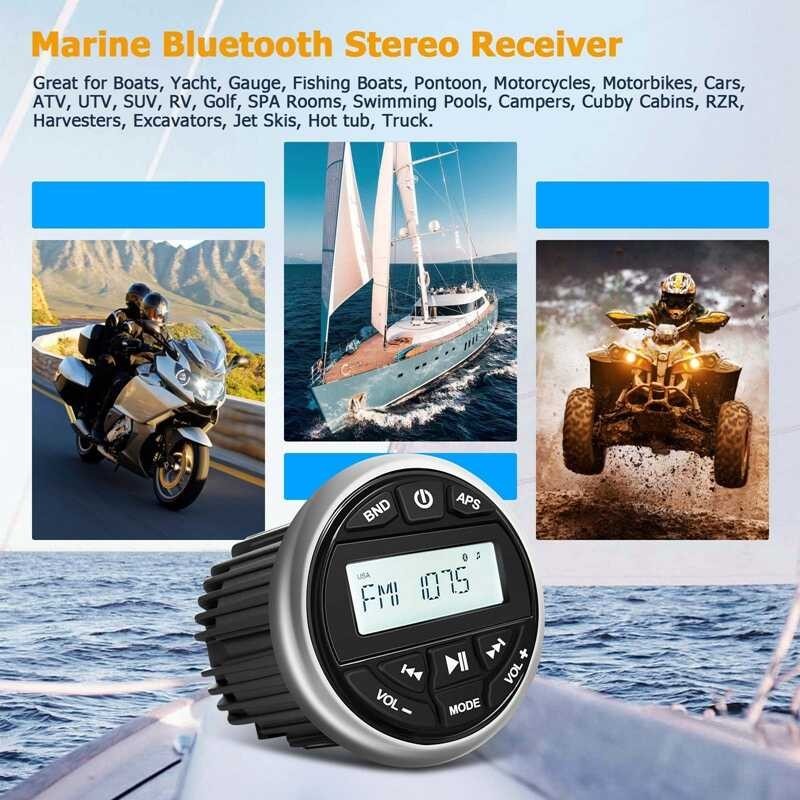 Marine Waterproof Bluetooth Digital Stereo Receiver with MP3 Player AM FM Radio USB for Streaming M