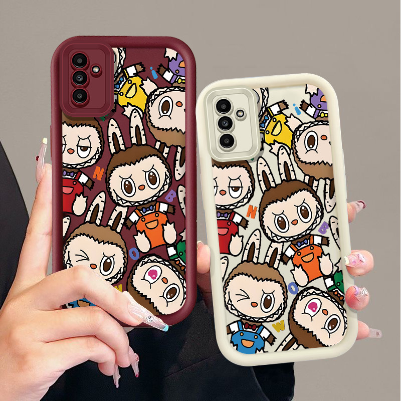 SAMSUNG สําหรับsamsung A11 M11 A12 A13 A14 A20 A20S A21S A22 M22 A23 น่ารักLabubuการ์ตูนแนวโน้มคู่Angel Eyesกันกระแทกนุ่ม