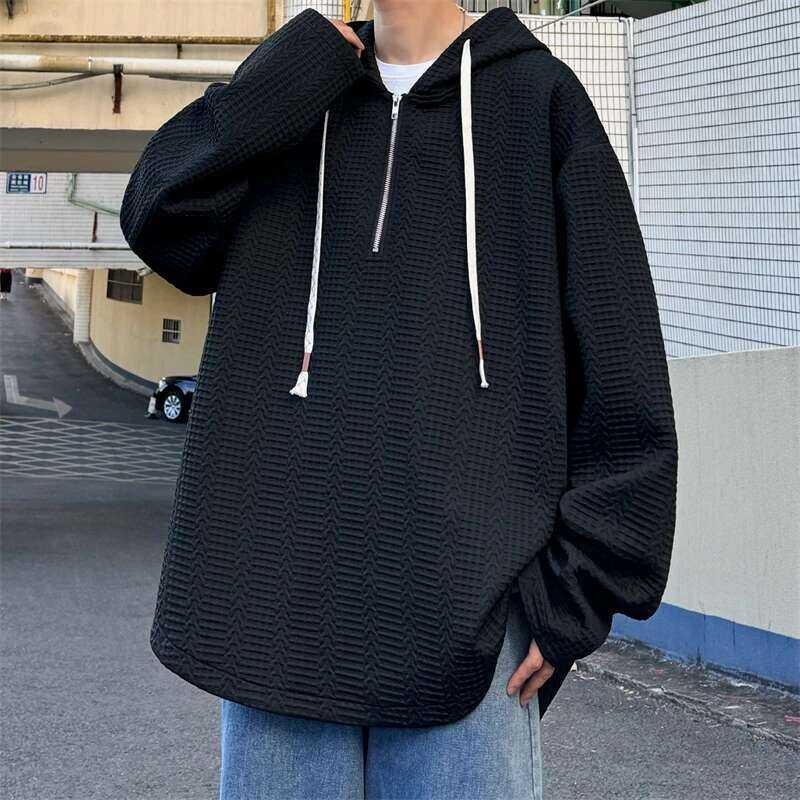 ❤️ สีทึบเสื้อกันหนาวผู้ชาย Haruku Hoodies ฤดูใบไม้ร่วงฤดูใบไม้ผลิ HIPHOP Casual Hoodie Cotton เ