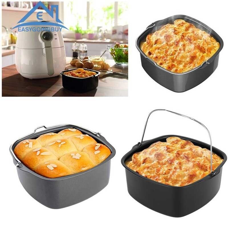 Square Cake Baking Tray Non-Stick Air Fryer Baking Basket Pizza Plate Dish Pot