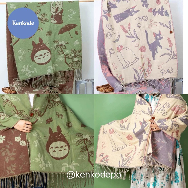 ผ ้ าพันคอ Ghibli My Neighbor Totoro Jiji Kiki 's Delivery Service