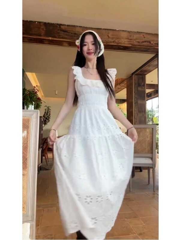 ➧ HOUZHOU หวานสีขาว Kwaii น่ารักแต่งตัวผู้หญิงลูกไม้ฝรั่ง