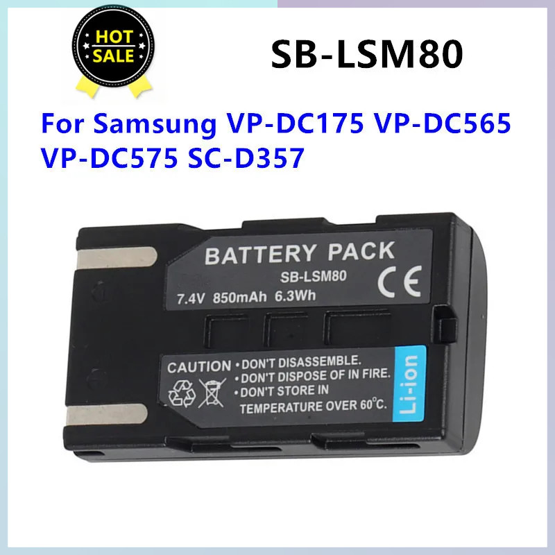 เปลี่ยนแบตเตอรี่กล้อง SB-LSM80 SB LSM80 SBLSM80แบตเตอรี่กล้องแบบชาร์จไฟได้สำหรับ Samsung VP-DC175 V