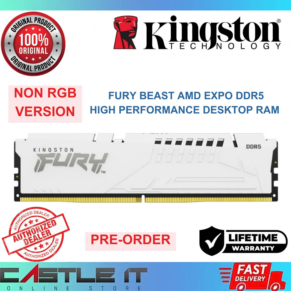 Kingston FURY BEAST AMD EXPO สีขาว DDR5 64GB 32GB 16GB 6400MHZ 6000MHZ 5600MHZ 5200MHZ Ram