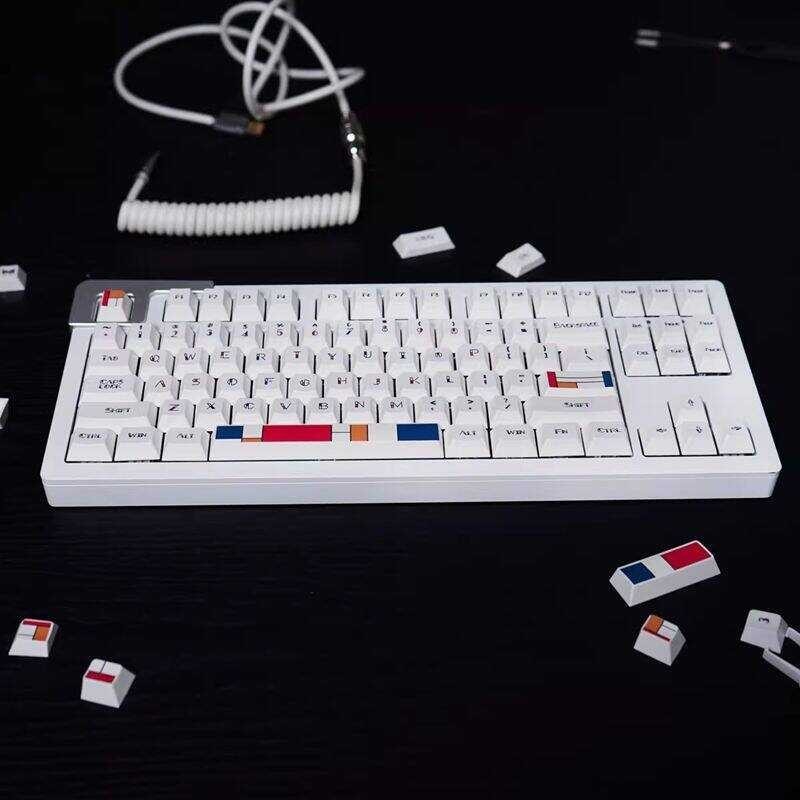 White 【Keycap Only】Minimalist Mondrian Keycap 142 Keys Profile PBT Sublimation For Cherry MX Swit