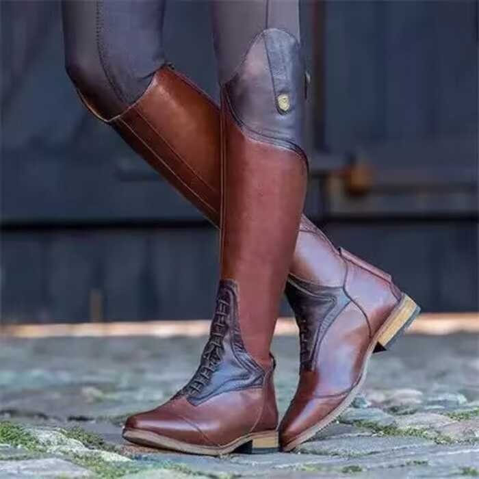 ❤ 【Audestore】Women' Boot Leather Knee High Vintage Horse Riding Tall Boots
