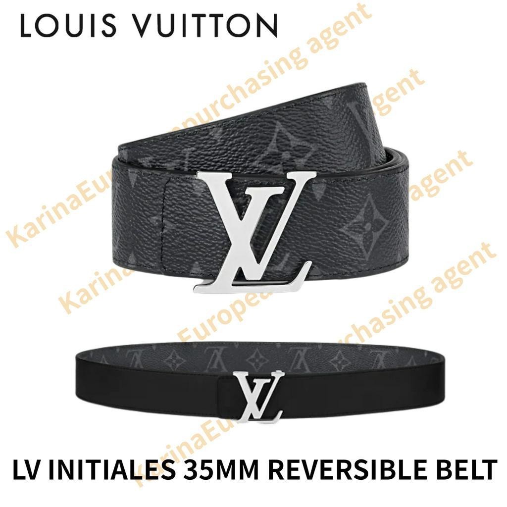 ♞LV INITIALES 35MM REVERSIBLE BELT Louis Vuitton Classic models Mirror Buckle Men's Belt