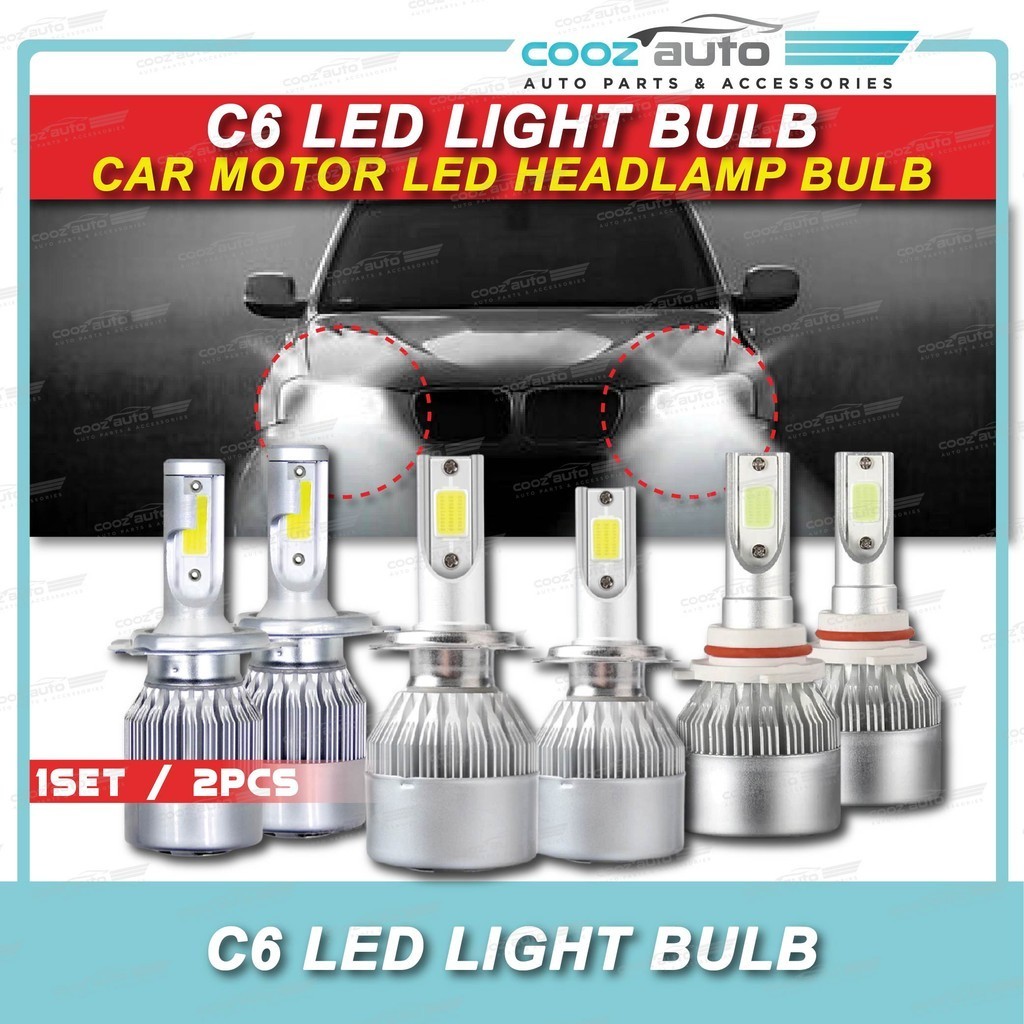 Universal รถรถจักรยานยนต์ C6 ไฟหน้า Hi Low ไฟหน้าอัตโนมัติ LED H1 H3 H4 H7 H11 9005 9006 36W 6000k/4