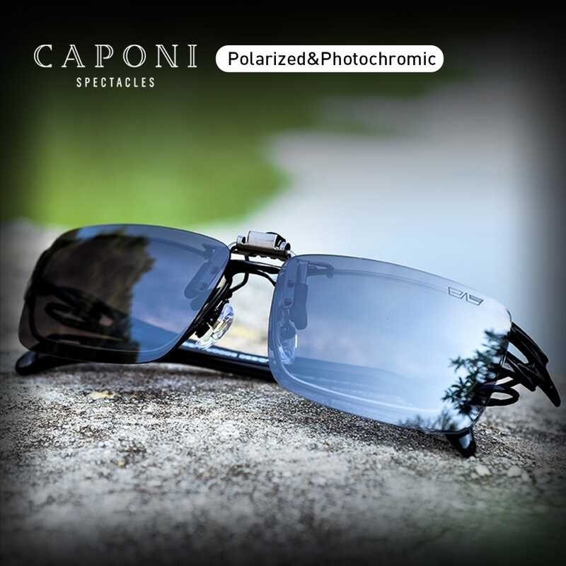 Sunglasses 【Hot】✉♤ CAPONI Clip Men Photochromic Polarized Day And Night Glasses Uv400 Driving Eyewear Bs1101