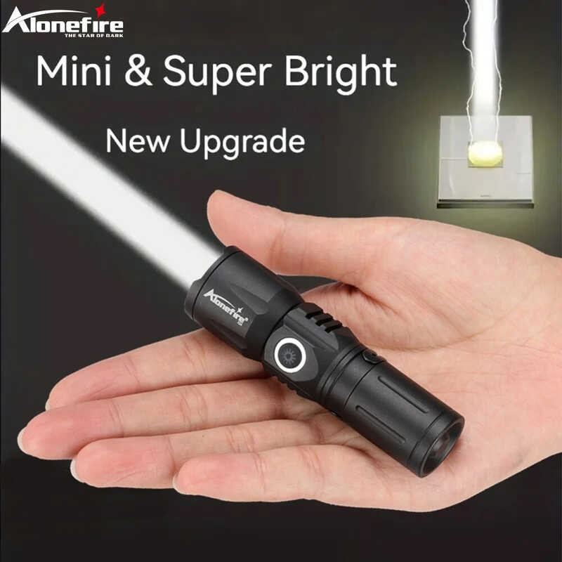 Alonefire X24 Zoom White Beam Light Long Distance Mini Flashlight Type-C Usb Rechargeable Portable