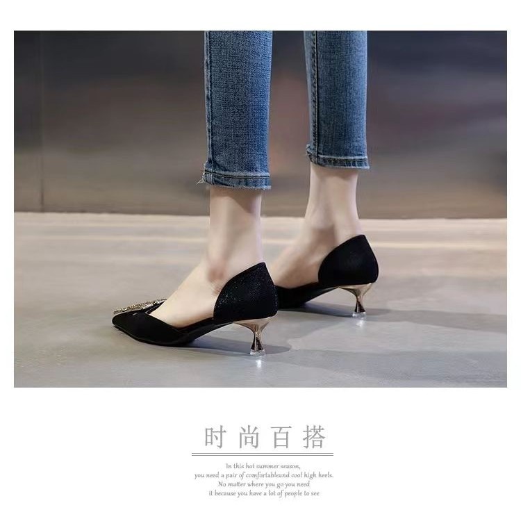 🍒 รองเท้าส้นสูงสตรีสไตล์ย้อนยุคฤดูร้อนกริชชี้นิ้วเท้าประกาย rhinestones รองเท้าส้นสูงแฟชั่น - รูปที่ 4