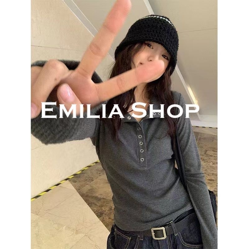 EMILIA SHOP เสื้อ เสื้อครอป 2023 ใหม่ ES220311