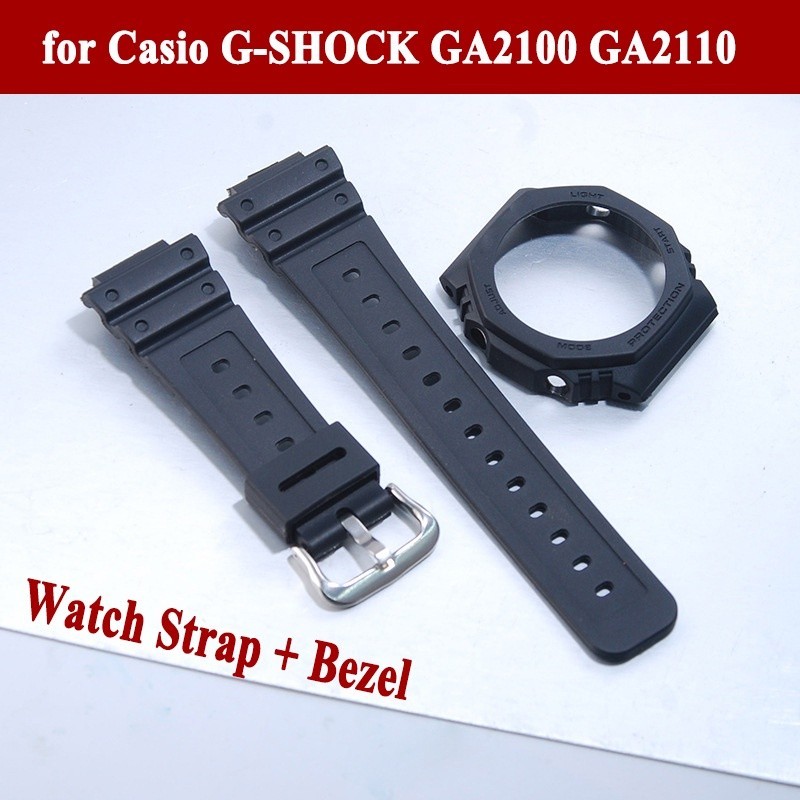 สายนาฬิกาข้อมือ และกรอบยาง กันน้ํา สีดํา สําหรับ Casio G-SHOCK GA2100 GA2110