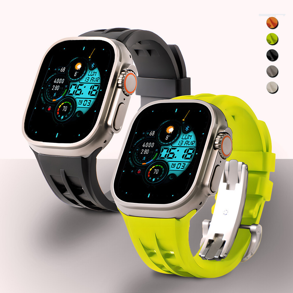 สายรัดยางสําหรับ Apple Watch Ultra 2 49 มม.45 มม.44 มม.42 มม.iWatch Series 9 8 7 6 5 4 se