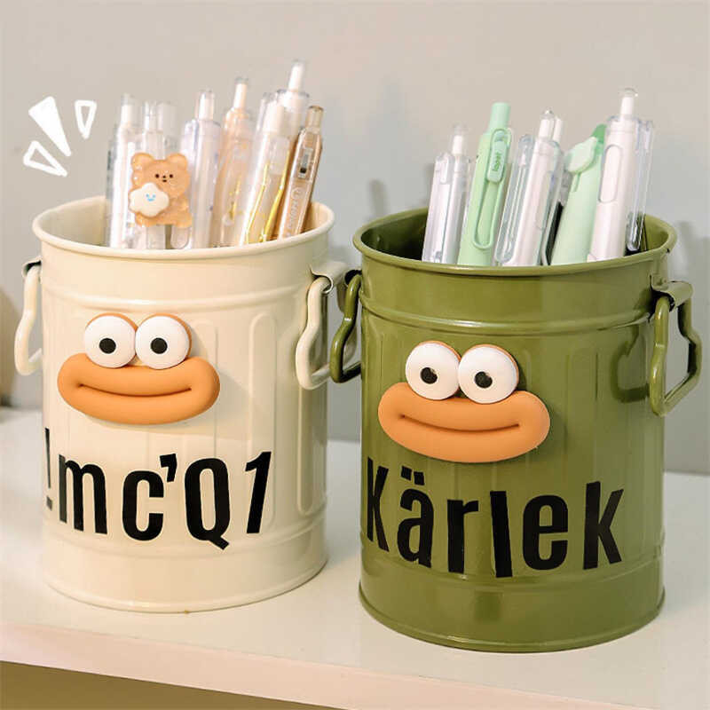 Big Funny Mouthed Iron Art Pen Holder With Large Capacity For Student Desktop Storage, Pencil Case, 
