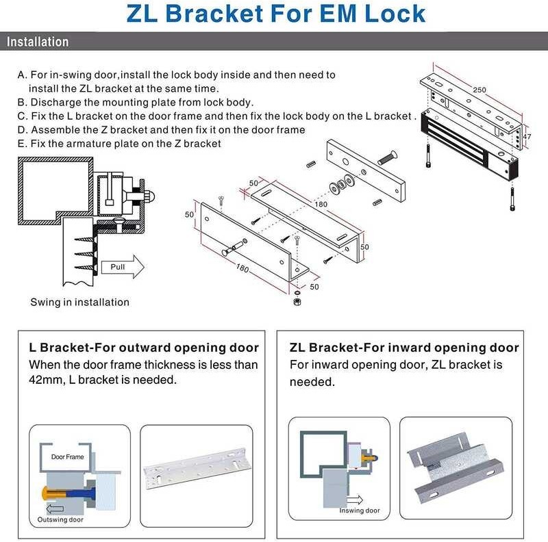 ❤ Boland Zlbracket Support For 180Kg 280Kg 500Kg Access Control Electric Door ZL Holder Magnetic