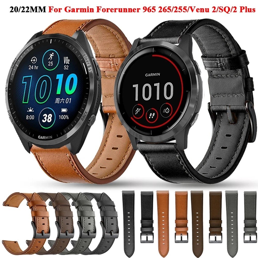 22 20 มม.สายหนังสําหรับผู้เบิกทาง Garmin 965 265 255 255M 245 645 158 55/Venu 2 Plus/Vivoactive 4 3/Venu2 SQ 2