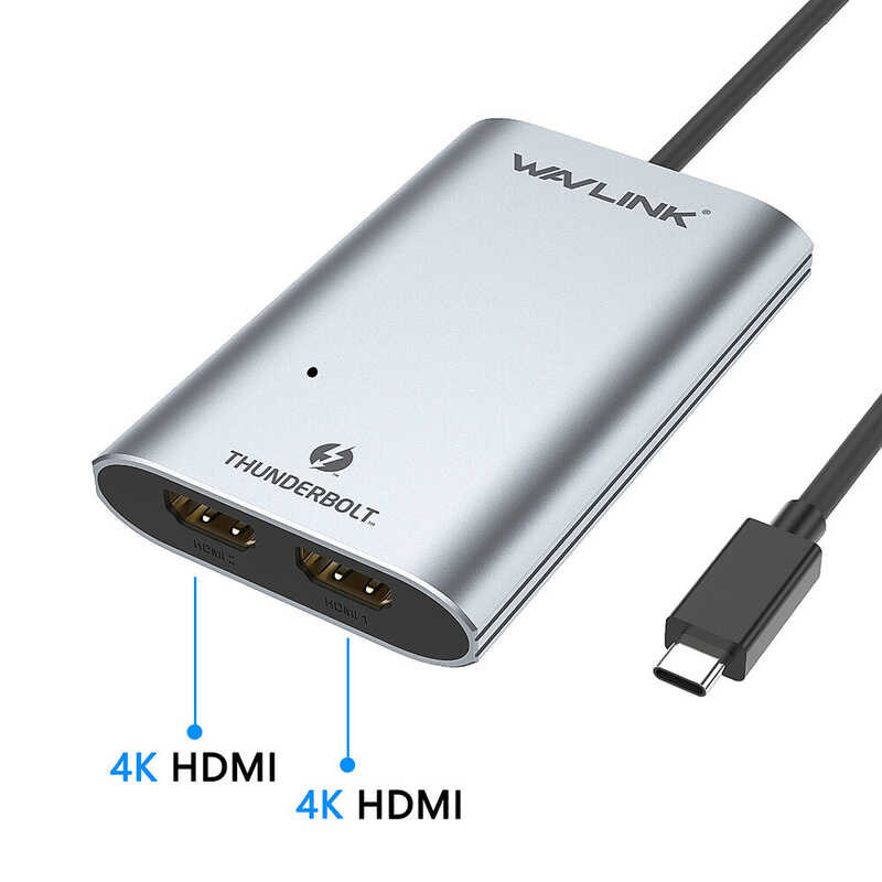 Adapter Wavlink to (HDMI(2.0) monitor) Dual 4K at 60HZ, USB HUB, 1 x Thunderbolt™ Type-C(40gbps) H m