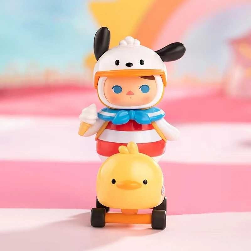 Popmart & Sanrio Pucky ครอบครัวกล่องตาบอด Kawaii การกระทำอะนิเมะต
