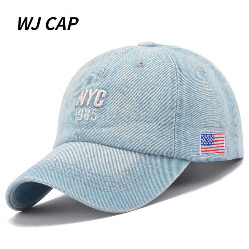 】Outdoor 【 WJ men's women's denim baseball caps, shading sports and sun protection caps wo