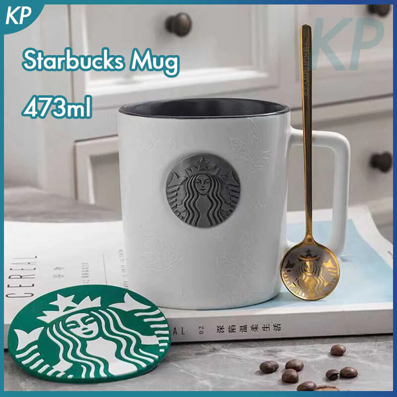 Starbuck Free gift spoon,Starbuck Mug Ceramic 473ml Large Capacity Plant Pattern Coffee Milk Drinki spoon, thumbnail 3