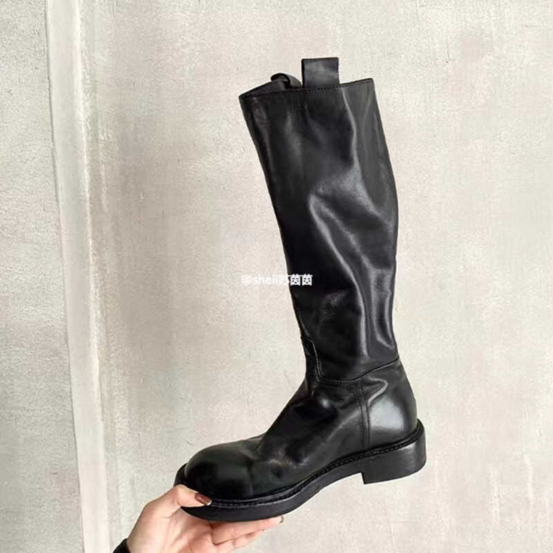 Suyin มือเดียวกันแนะนำ ~ หนังวัวล้างจีบหลังซิปหนาด้านล่างกลางสูงรองเท้าบูทยาวอัศวินหญิง ❤