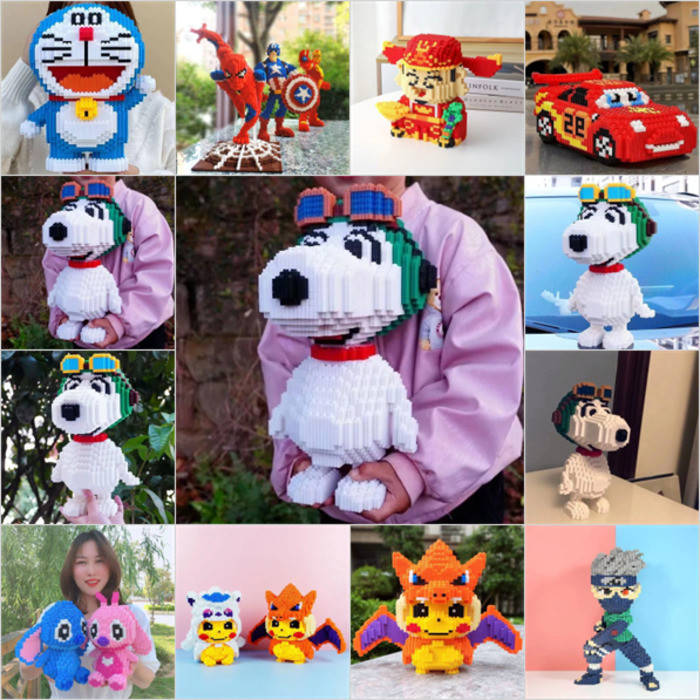 ของขวัญคริสต์มาส ปริศนา ของเล่นเพื่อการศึกษา Snoopy สําหรับกิจกรรม Snoopy Doraemon ขนาดใหญ่-Scale ใส่ Class Spiderman Building Blocks การประกันคุณภาพ เครยอนชินจัง