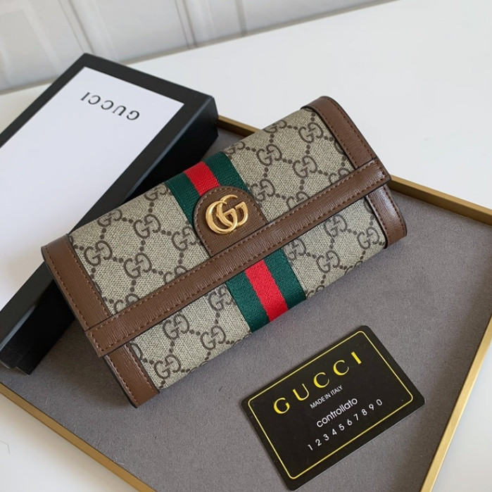 【 Box 】 Gucci ของแท้ 100% กระเป๋าสตางค์ กระเป๋าถือ หนังวัวแท้ ขนาด 19-10-3 ซม. สําหรับผู้หญิง