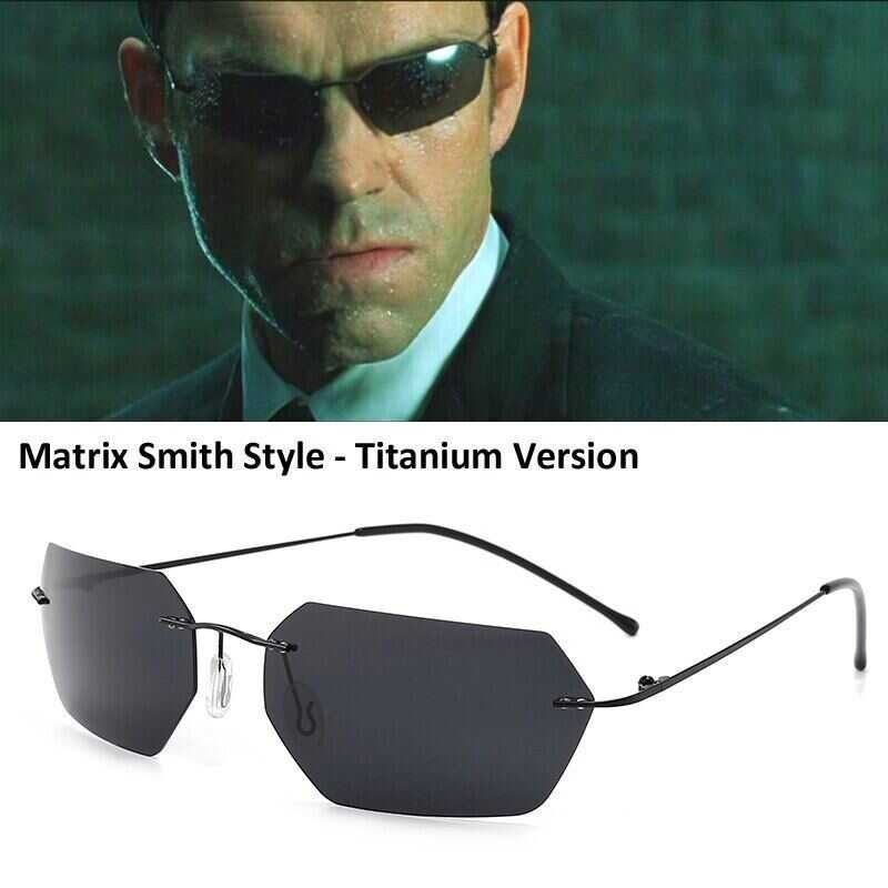 ❤ The Matrix Agent Smith Style แว่นกันแดดโพลาไรซ์ใหม่ Rivets Cinema Driving