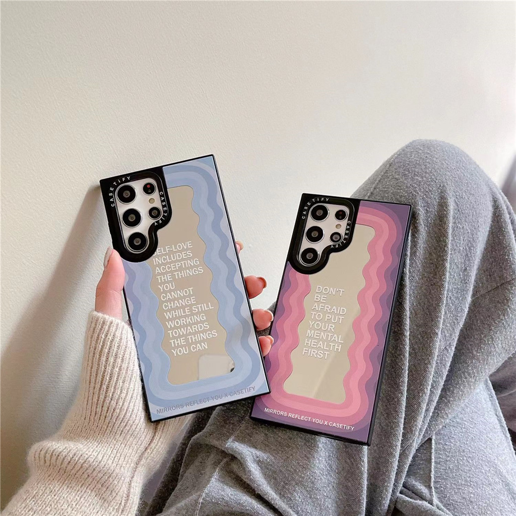 รูปแบบคลื่นสี CASETiFY กระจกเคสโทรศัพท์สําหรับ Samsung Galaxys S24 Ultra S24 Plus S23 S22 Plus Ultra + เคสโทรศัพท์แบบแข็ง
