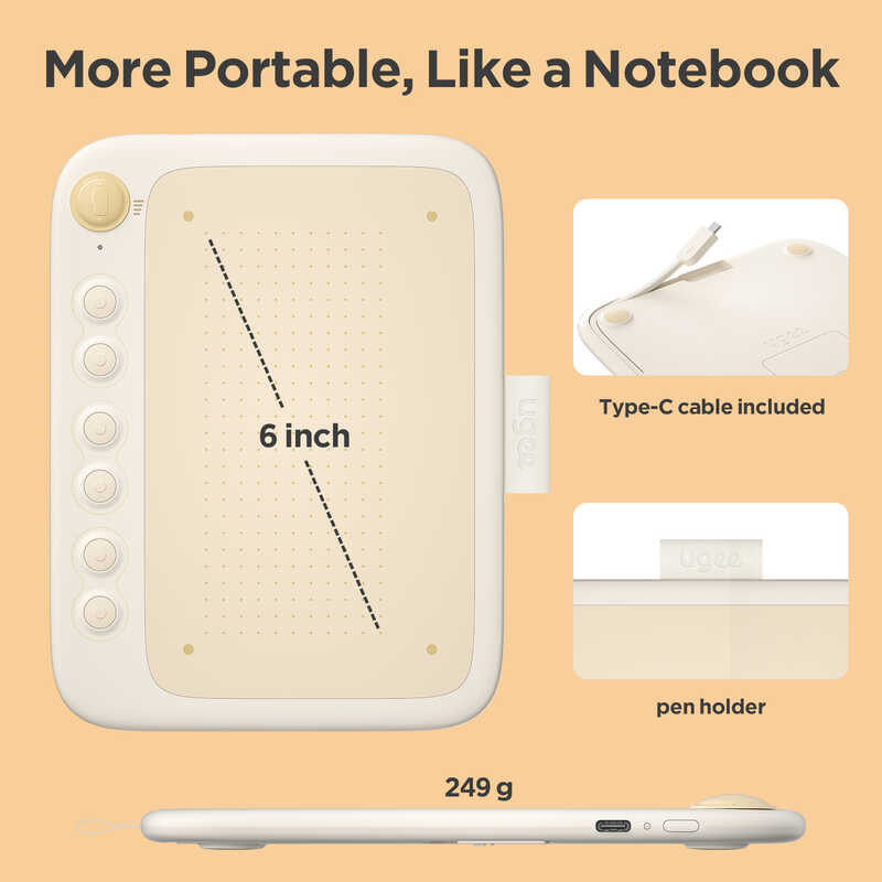 Q6โต๊ะวาดรูปกราฟิก6นิ้ว8192แผ่นเขียนดิจิตอ UGee แท็บเล็ต