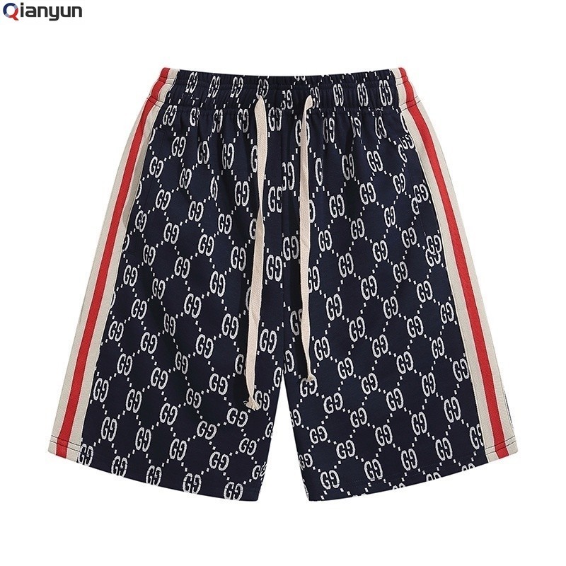(((QY2) Street Fashion GU&*CI กางเกงขาสั้นลําลอง เอวยางยืด เชือกดึง สําหรับผู้ชาย และผู้หญิง