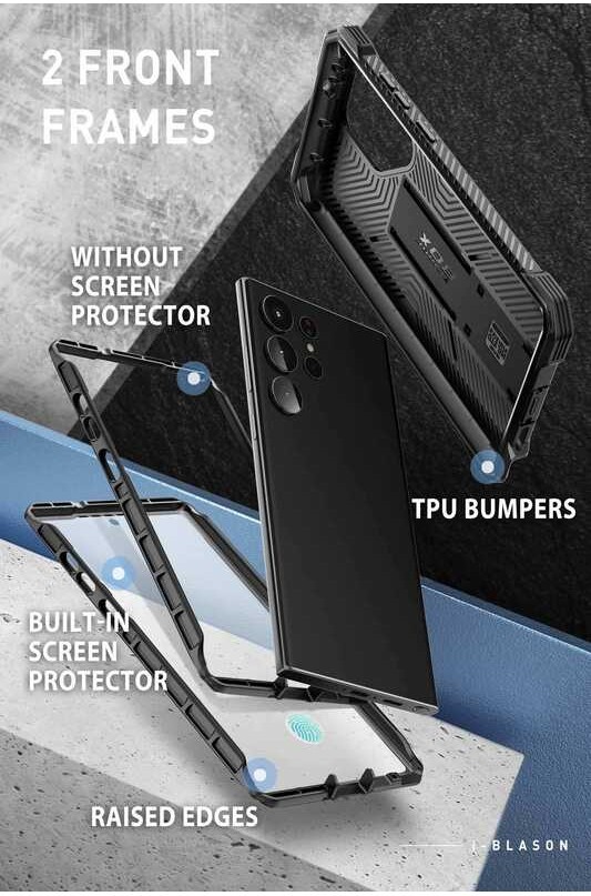 ❤ I-Blason Armorbox Designed For Samsung Galaxy S23 Ultra Kickstand & Belt Clip [2 Front Frames]