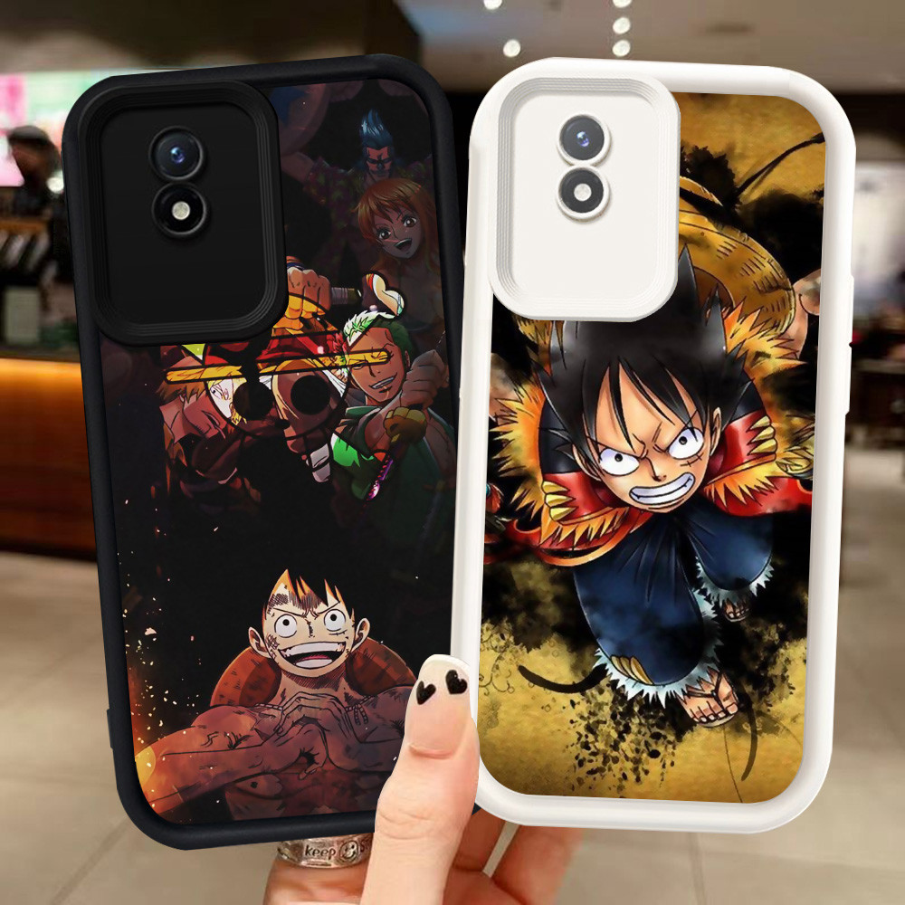 Z-52 One Piece LuffyสีขาวสีดําสําหรับVIVO Y02t Y02a Y02 V30E V30 Pro 5Gกรณี