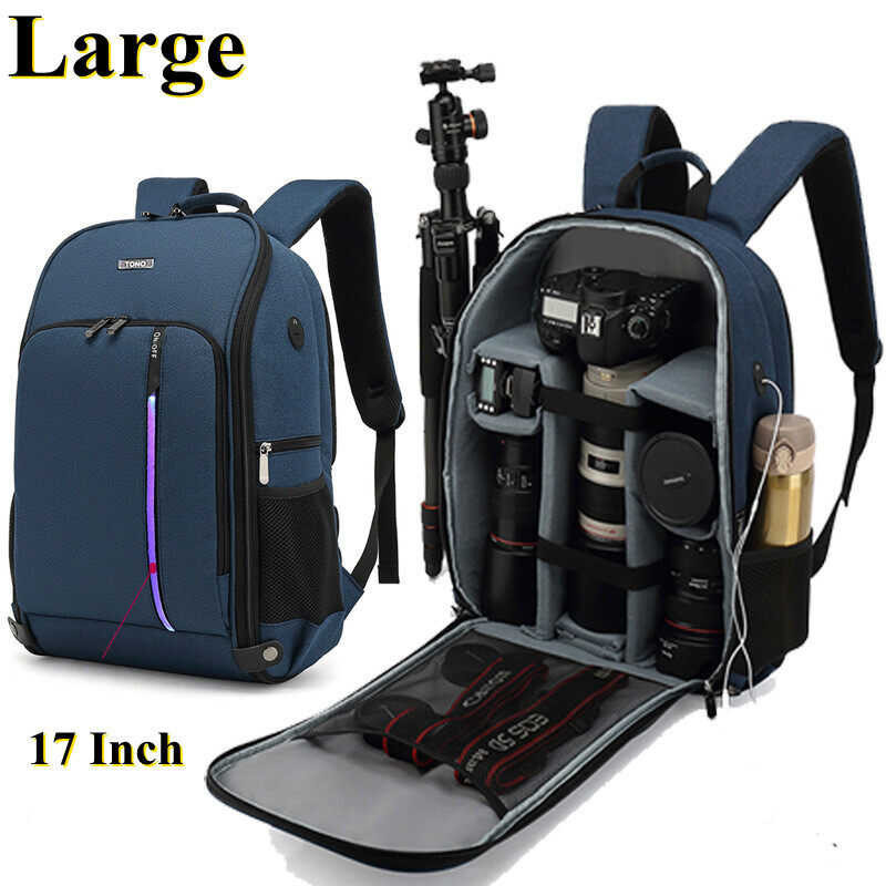 TONO New ➧ 2023 Waterproof&amp;Shockproof Dslr Laptop 15.6 17 Inch Camera Video Backpack Bag With Rainc