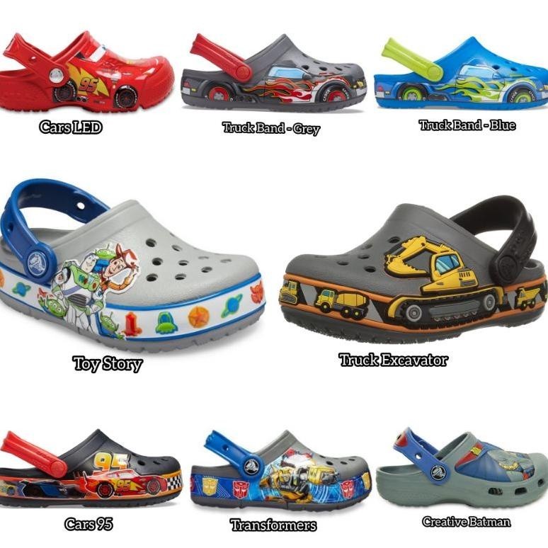 ฟรี ONGKIR Crocs Kids Fun Lab Cars LED/Toy Story/Truck Excavator/Cars 95/Transformers/Crocs รองเท้า