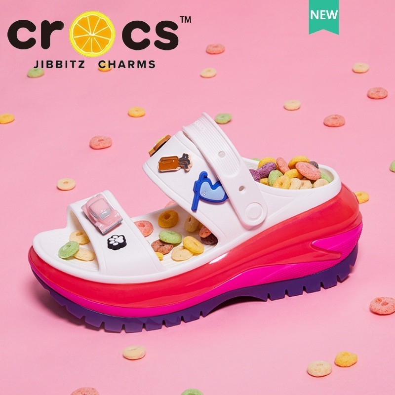 crocs แท้ Crocs Mega Crush sandal รองเท้าแตะรัดส้นผู้หญิง  สีแดง สําหรับผู้หญิง|207989