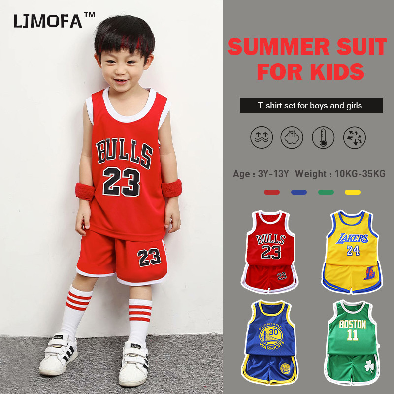 Ljmofa Kids สองชิ้น NBA Kobe Bryant เสื้อบาสเก็ตบอลสําหรับเด็กแขนกุดกีฬาเครื่องแต่งกายสําหรับชาย 3-13 ปี