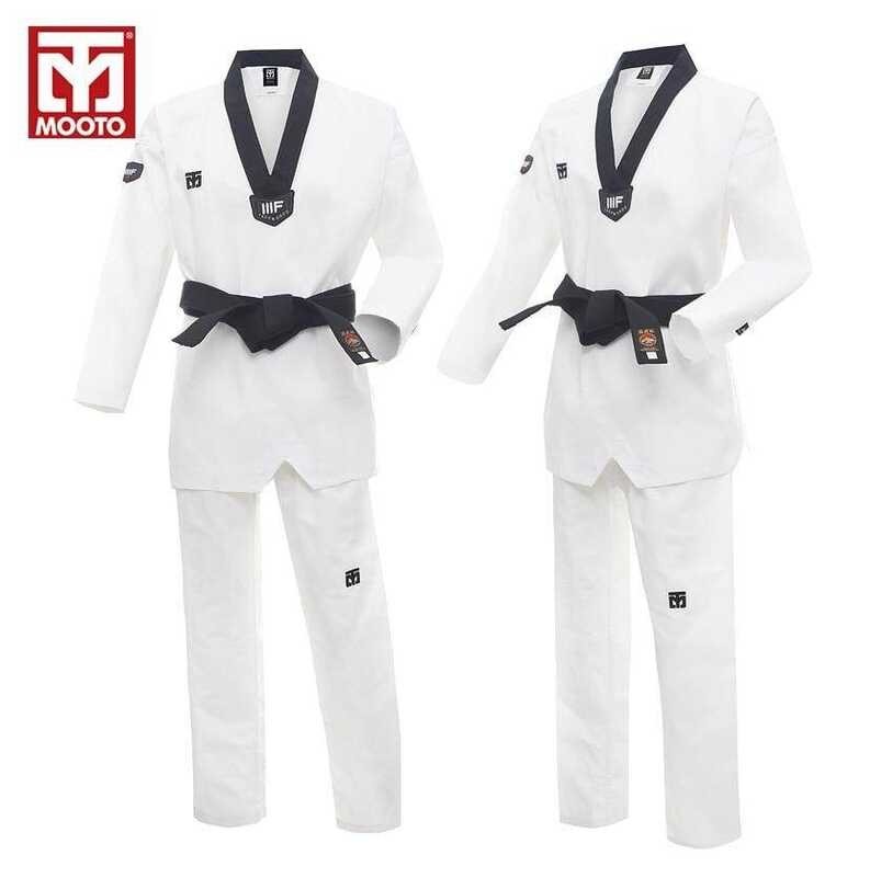 WTF Dobok Taekwondo Uniform Kukkiwon Korea Taekwondo Dobok With Special Fabric Cooton Black -V Neck