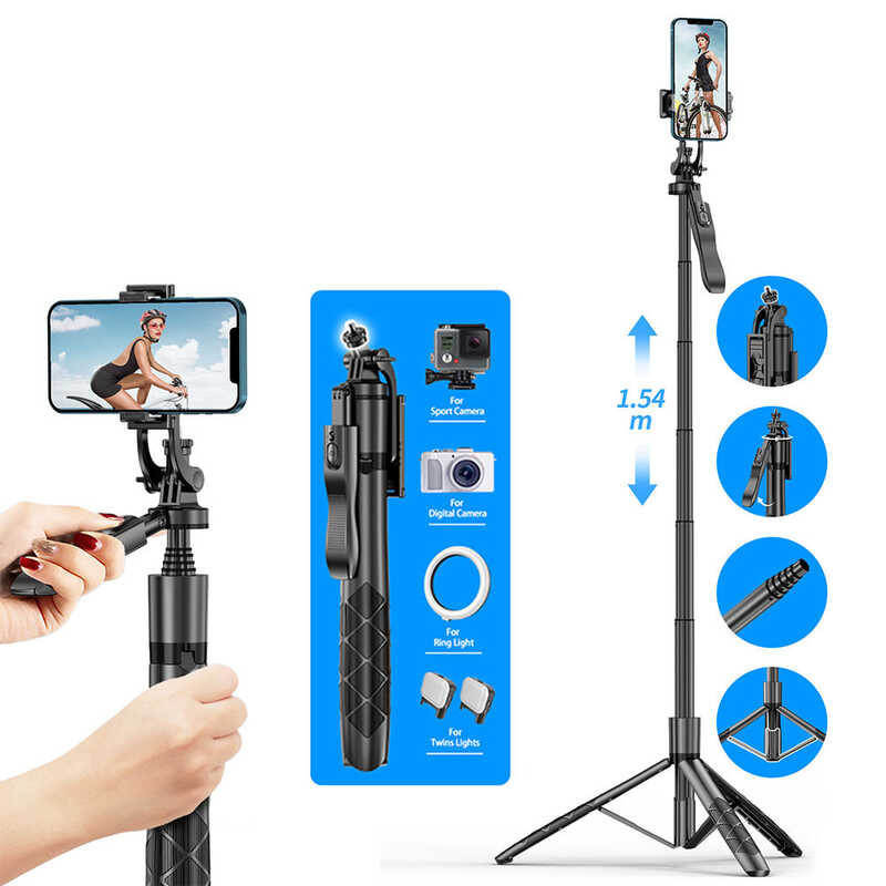 60 (จัดส่งที่รวดเร็ว） องศาหมุน ประเภท L16 มัลติฟังก์ชั่ Selfie Stick ขาตั้งกล้อง