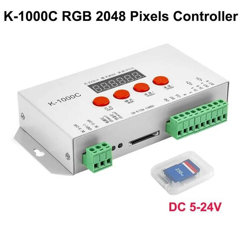 RGB DC5V-24V FullColor LED Strip T1000S K1000C Card 2048 Pixels SP901E 8 Channels Signal Amplifier